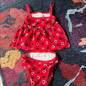 Hanna Andersson Red Polka Dot Daisy Tankini size 18-24mo